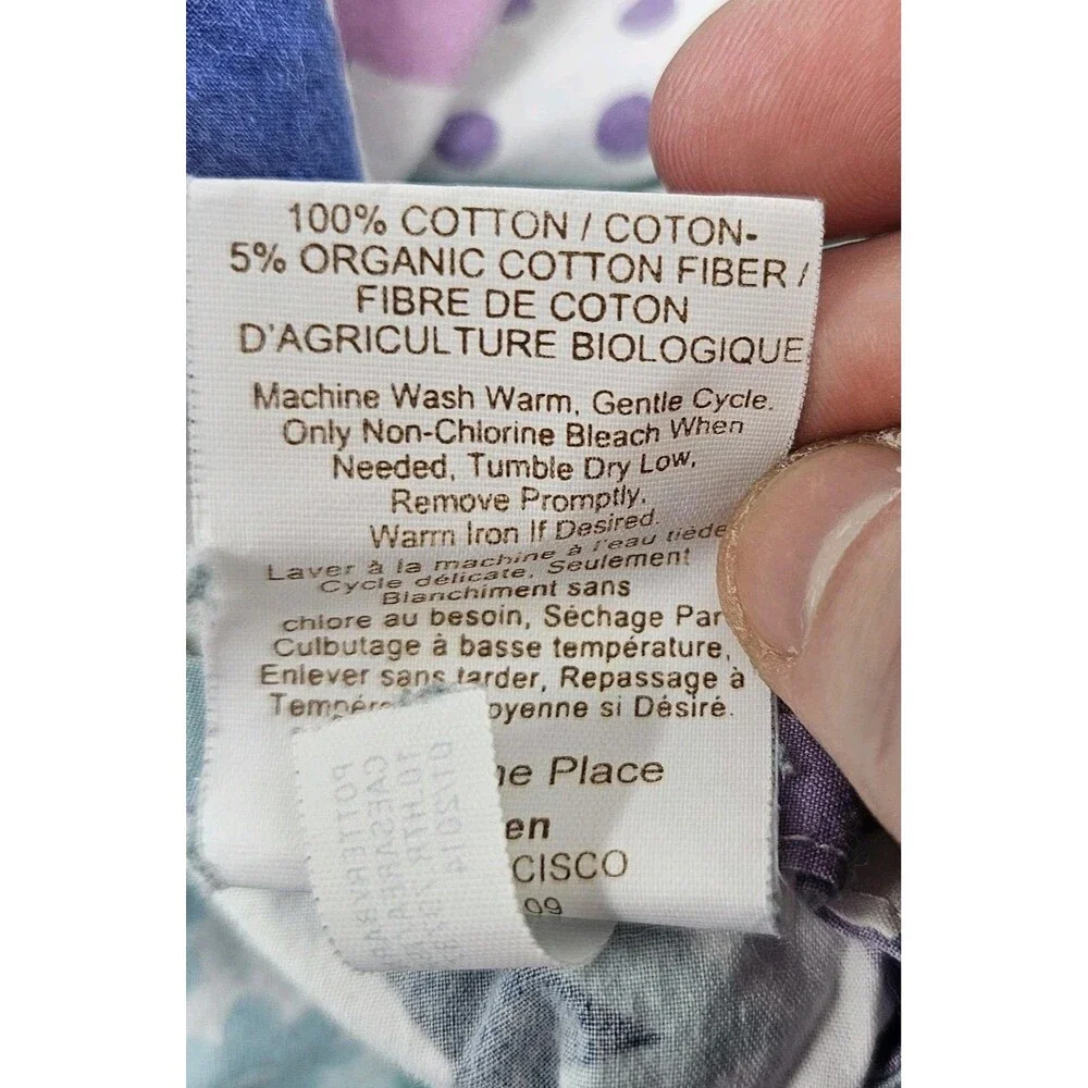 POTTERY BARN Teen Duvet Cover Colorful Floral Twin Organic Cotton Blend Whimsy